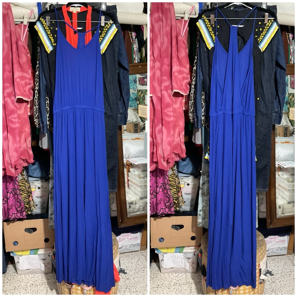 Rachel Pally Graciella Ribbed Jersey Knit Maxi Dress in Solid Blue - Picture 2 of 5
